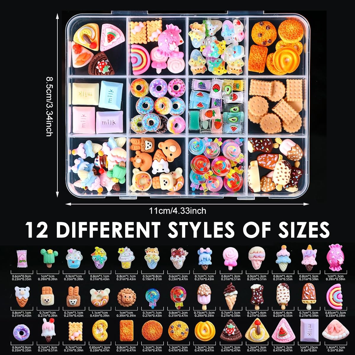 MAYCREATE 3D Candy Nail Charms for DIY Nail Art with 12 Styles and Lightweight Resin | Cute Kawaii Designs
