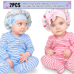 MAYCREATE 2pcs Kids Silk Bonnet for Hair, Baby Cap Floral Print Satin Hair Bonnet, Elastic Band Soft Silk Hair Cap for Sleeping, Night Hat Shower Cap for Toddlers Child Baby 2-8 Years Old Gift