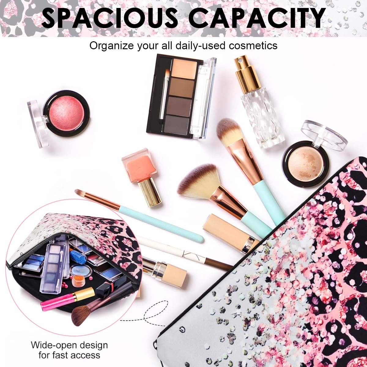 MAYCREATE Makeup Bag for Travel and Daily Use featuring Linen Fabric with Zipper Closure | Gift for Women Girls