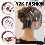 MAYCREATE Hair Clips for Women featuring 8 Metallic Flower Charms | Y2K Korean Style Barrettes