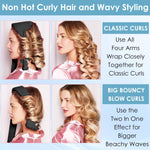 MAYCREATE Overnight Heatless Hair Curler Straps for Travel with Built-in Multi Elastics | Soft Velvet Kit with Comb