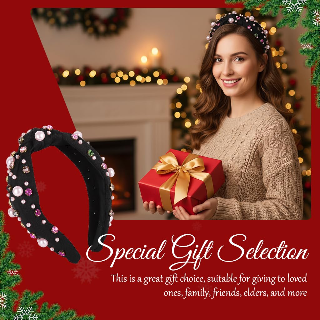 MAYCREATE Women's Headband for Casual and Formal Wear featuring Pink Beads and Rhinestones