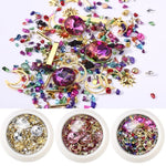 MAYCREATE 6 Boxes Mixed Nail Art Rhinestones Diamonds Crystals Beads Gems with Tweezer for 3D Nails Art Decoration Nail Art Supplies