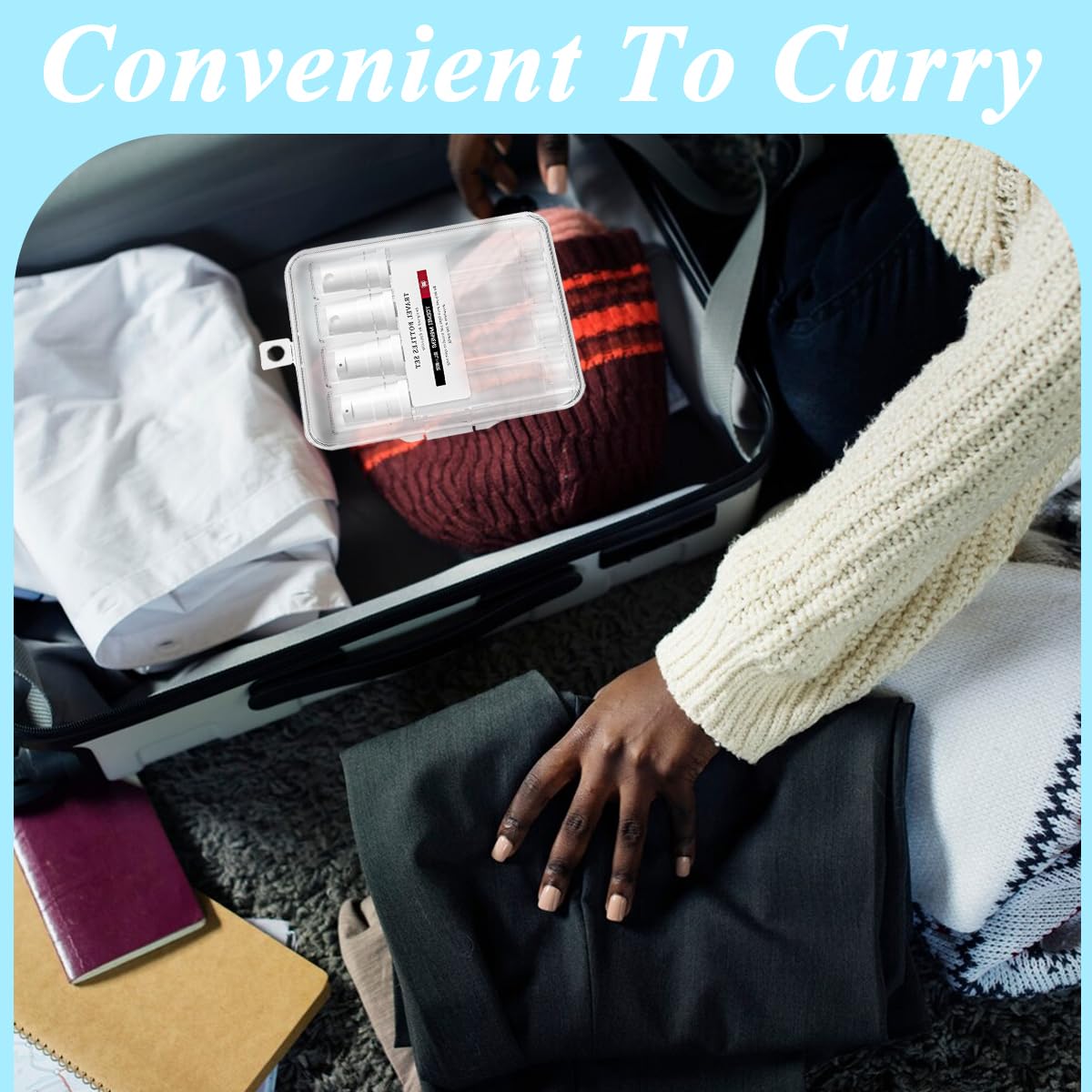 MAYCREATE Travel Bottles for Toiletries with Leak Proof Airless Pump | 4Pcs 10ml Refillable Set