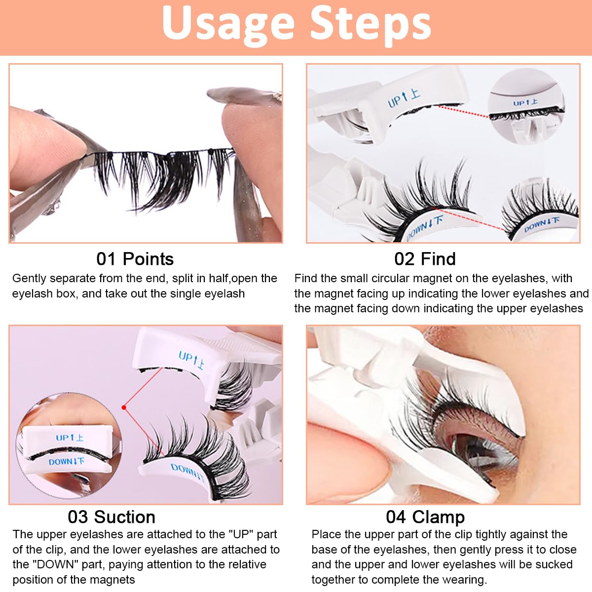 MAYCREATE Magnetic Eyelashes Kit with 2 Pairs and Applicator for Natural Look | Reusable No Glue Needed