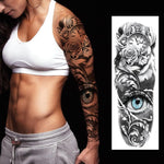 MAYCREATE Temporary Tattoo Stickers for Men and Women with 6 Sheets 48×17 cm Waterproof Designs | Ideal for Party and Club
