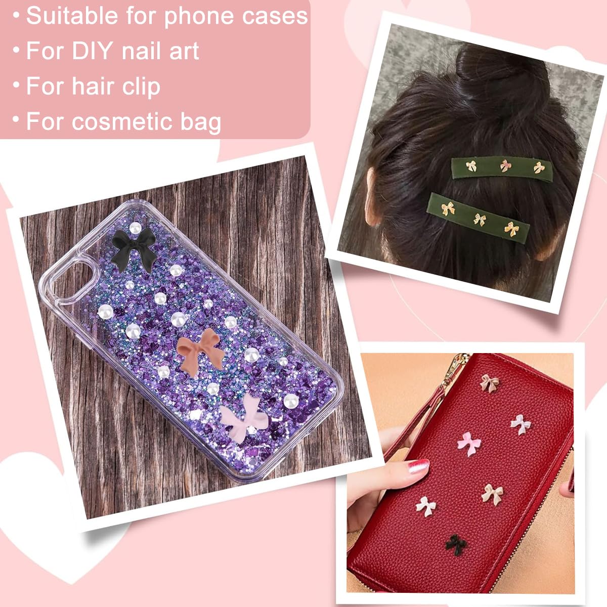 MAYCREATE Bow-Knot Nail Stud Rhinestones Set for DIY Manicure with 6 Sheets Stickers | 3D Butterfly Charms and Faux Pearl Decals