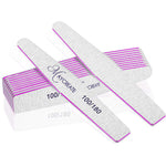 MAYCREATE 10PCS Nail Files, Professional Nail Filer and Buffer, Curved Fingernail Files, 100/180 Grit with 240 Grit for Smooth Finishing, Sponge and PP Board for Home and Salon Use (Pink)