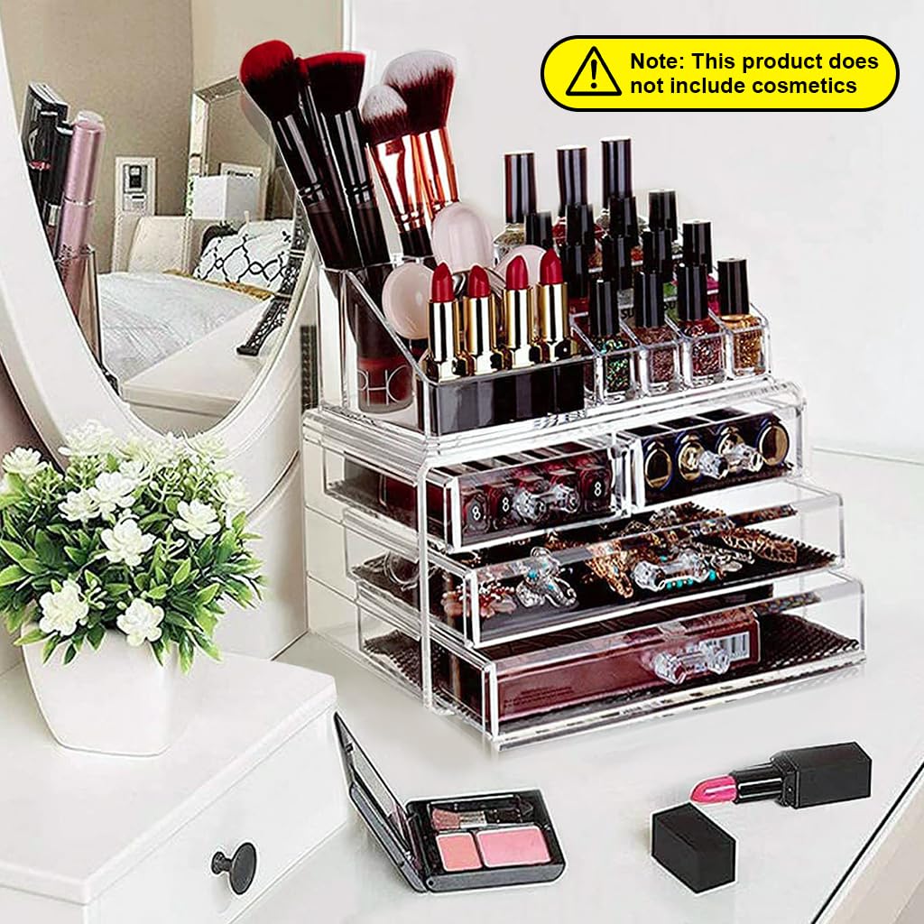 MAYCREATE Dressing Table Organizer Desk Organizer Set of 3Pcs Stackable Makeup Organizer Stylish Transparent Acrylic Desk Organizer for Makeups Tools, Lipsticks, Scrapbooking, Stationeries