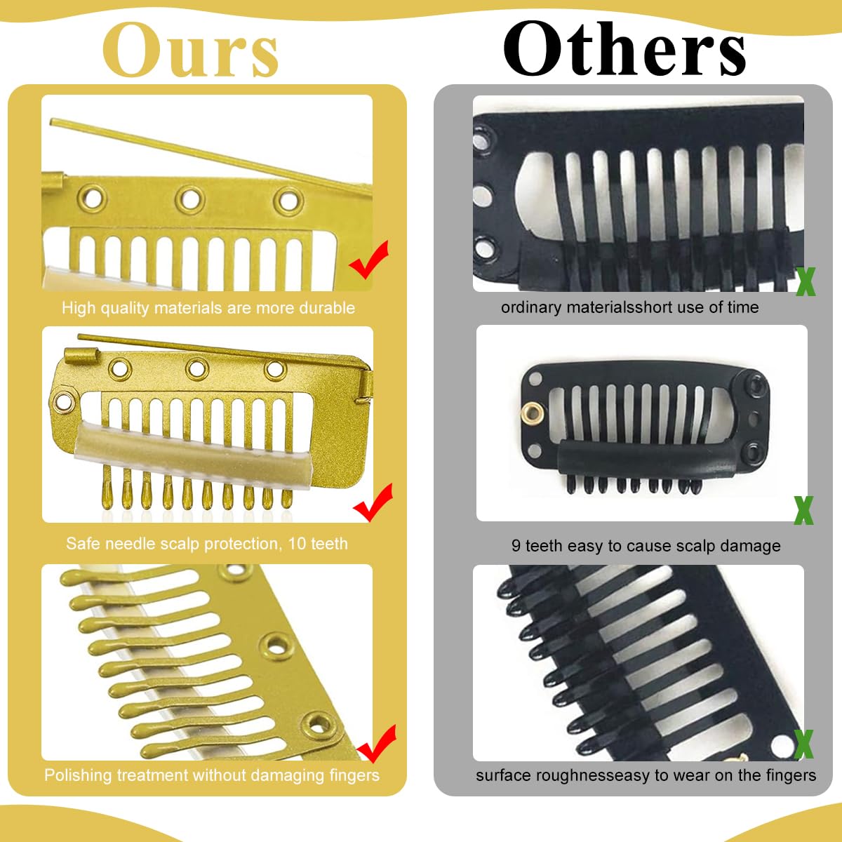 MAYCREATE Dupatta Pins for Bride with Safety Pins and 10 Teeth Grip | 30 Pcs Gold Stainless Steel Hair Clips