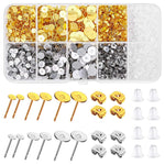 MAYCREATE Earring Jewellery Making Kit 2000 Pieces with Storage Box and 3 Sizes Stainless Steel Backs | Gold and Silver DIY Stud Earring Supplies