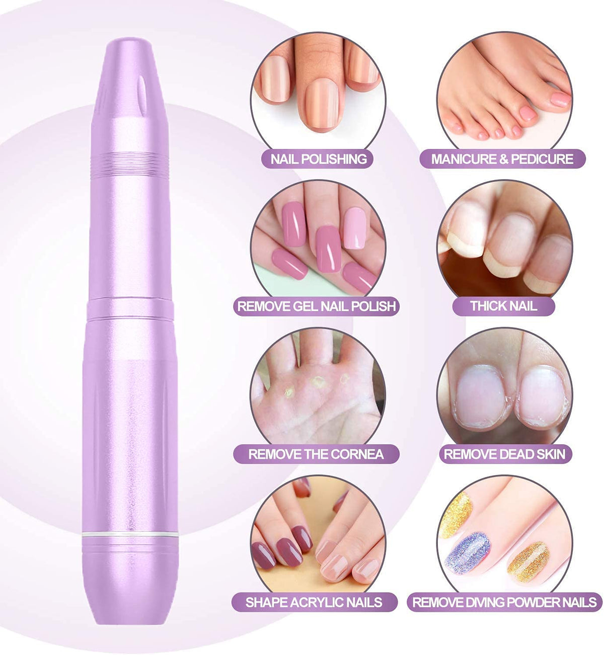 MAYCREATE Nail Drill Machine Professional, 20000rpm Adjustable Electric Nail Filer Machine with 22pcs Accessories, Portable Manicure Pedicure Kit for Women, Nail Salon, Acrylic Gels Callus Removal