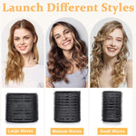 MAYCREATE Heatless Hair Roller for Women Girls, 12pcs Hair Curler Rollers 3 Sizes (4 Jumbo, 4 Large, 4 Medium) & 12 Bang Clips Kit for Thin Thick Volume Hair - Black