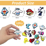 MAYCREATE 12Pcs Clog Shoe Charms Cute Cartoon Character Series Shoe Charms Assorted Rubber Shoe Charms Flat Rubber Shoe Charms Reuseable Casual Clogs DIY Decoration Charms Kids Clogs Charms