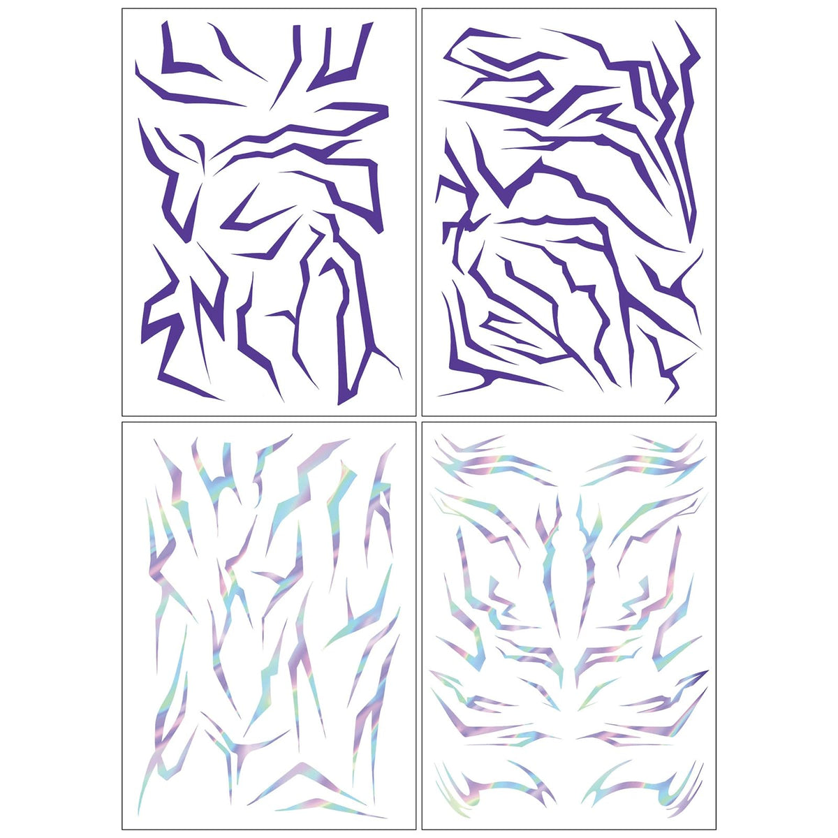 MAYCREATE Temporary Tattoo Stickers for Halloween and Cosplay featuring 4 Waterproof Purple Ombre Sheets