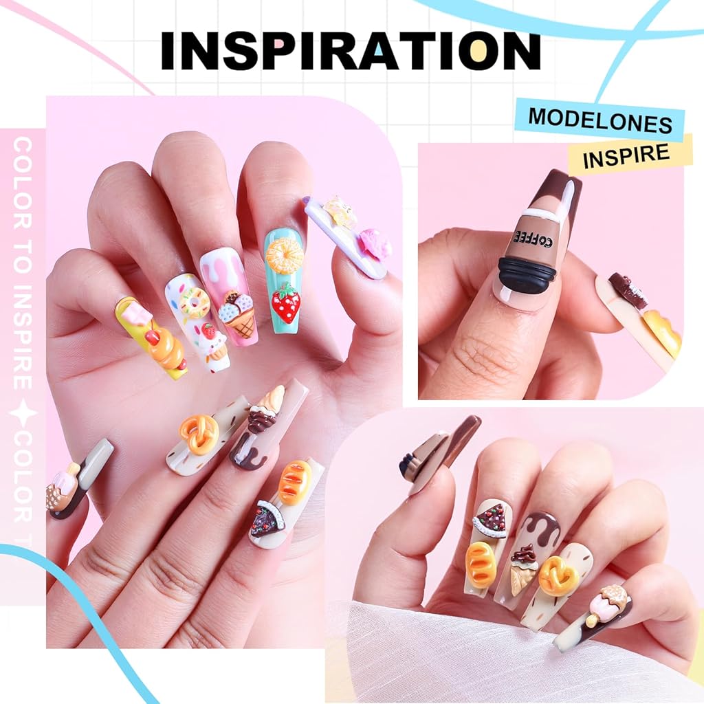 MAYCREATE® 3D Cartoon Nail Charms 12-Style Kawaii Sweetly Stylish Nail Art Charms DIY Nail Art Supplies Charms Craft Charms, with Storage Box