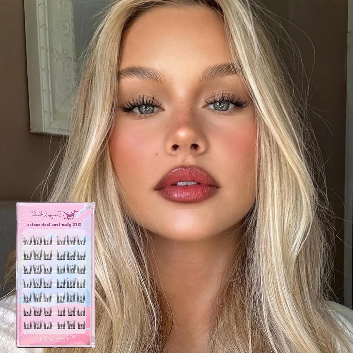 MAYCREATE False Eyelashes, Lash Extensions Natural Pre-glued Cluster Lashes D Curl Individual Lash Extensions Anime Lashes for DIY Eyelash Extension