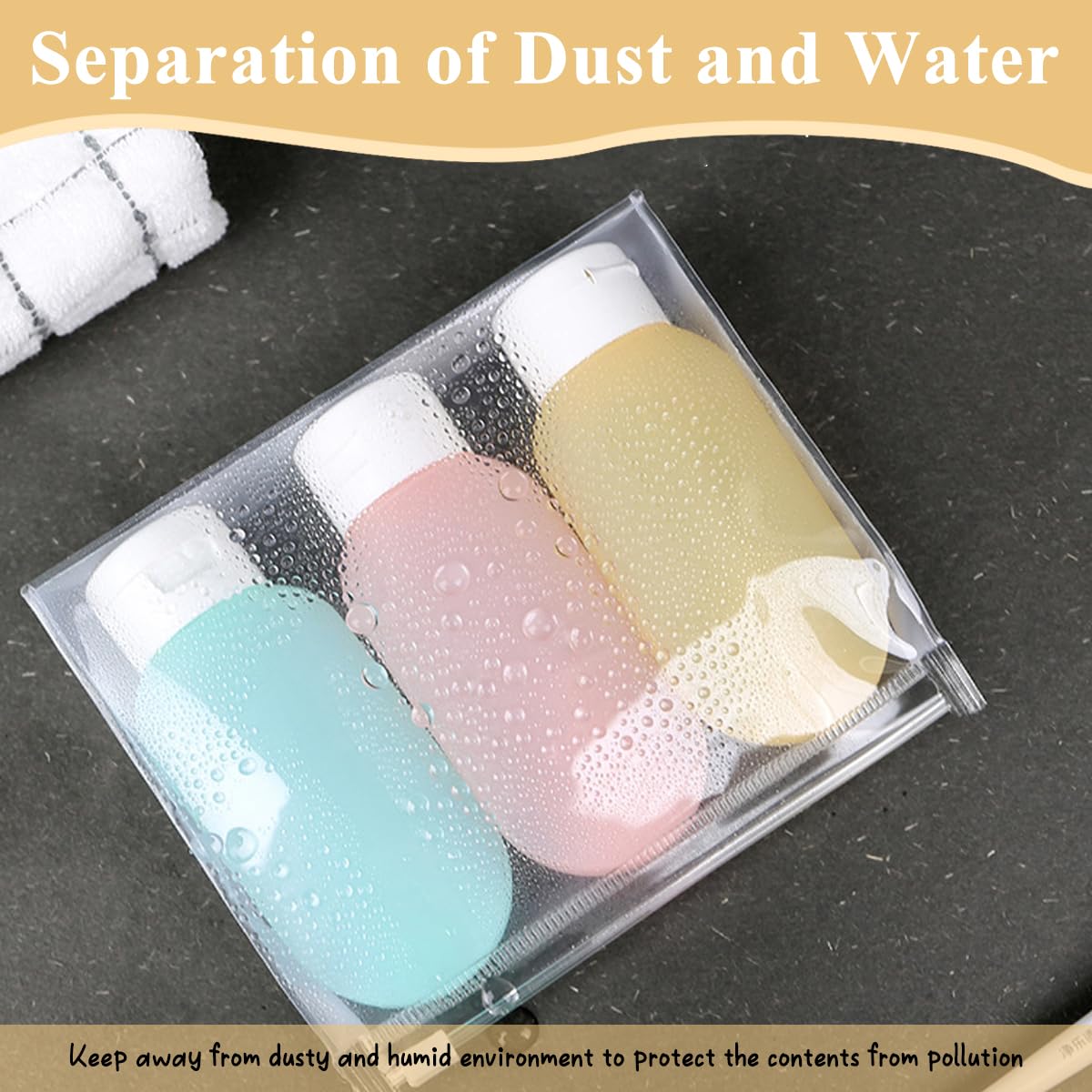 MAYCREATE Travel Bottles for Toiletries Set 3pcs 60ml with Leakproof Flip Caps | BPA-Free Refillable Containers