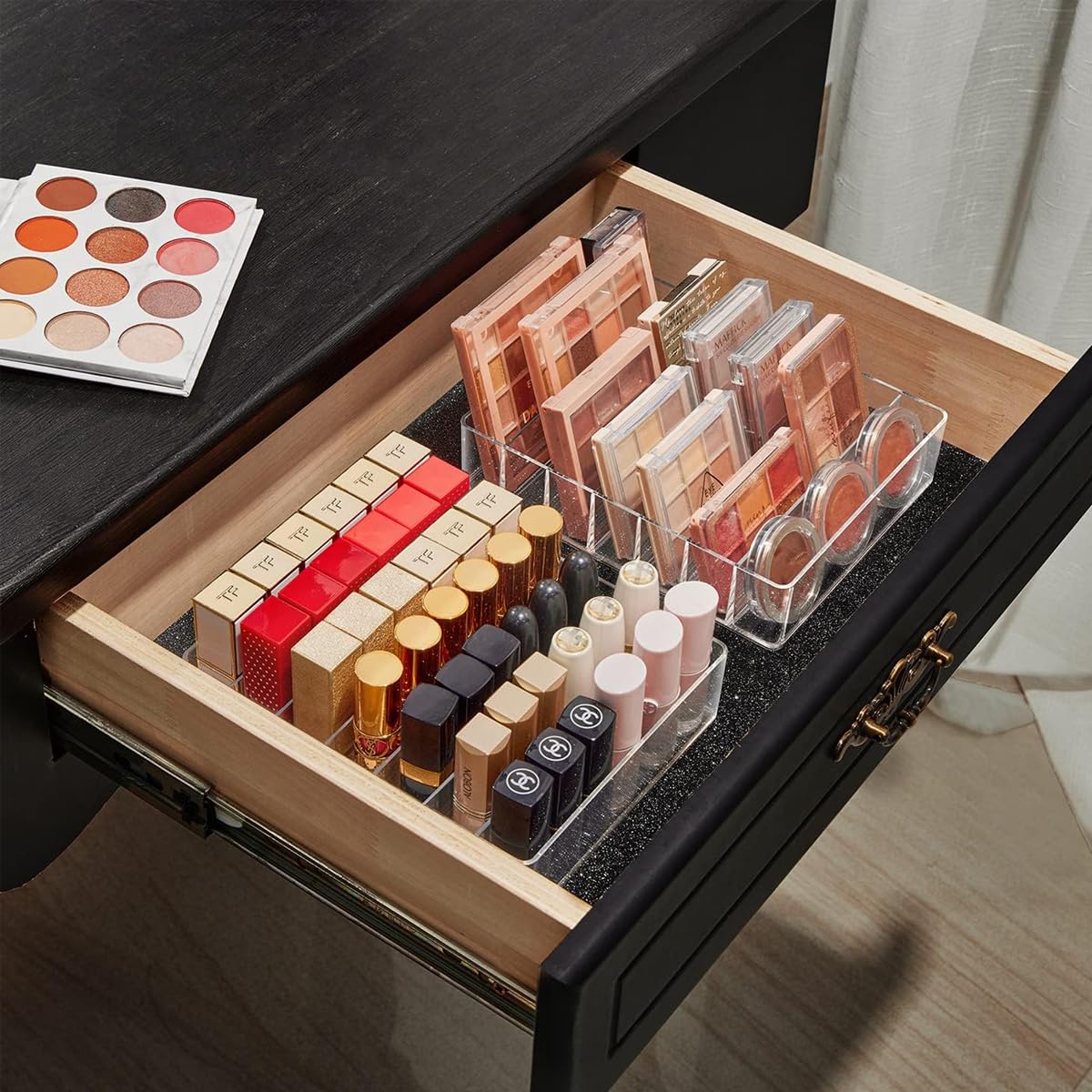 MAYCREATE Make Up Organizers and Storage for Vanity, 7 Sections Divided Clear Acrylic Cosmetics Organizer for Drawer and Bathroom