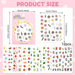 MAYCREATE Nail Stickers for Kids with 12 Self-Adhesive Sheets featuring Fruits and Flowers | DIY Nail Art for Girls and Toddlers