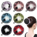 MAYCREATE Hair Buns for Women Girls 7 Pcs with Adjustable Buckle Mesh Net | Lace Brim Cover