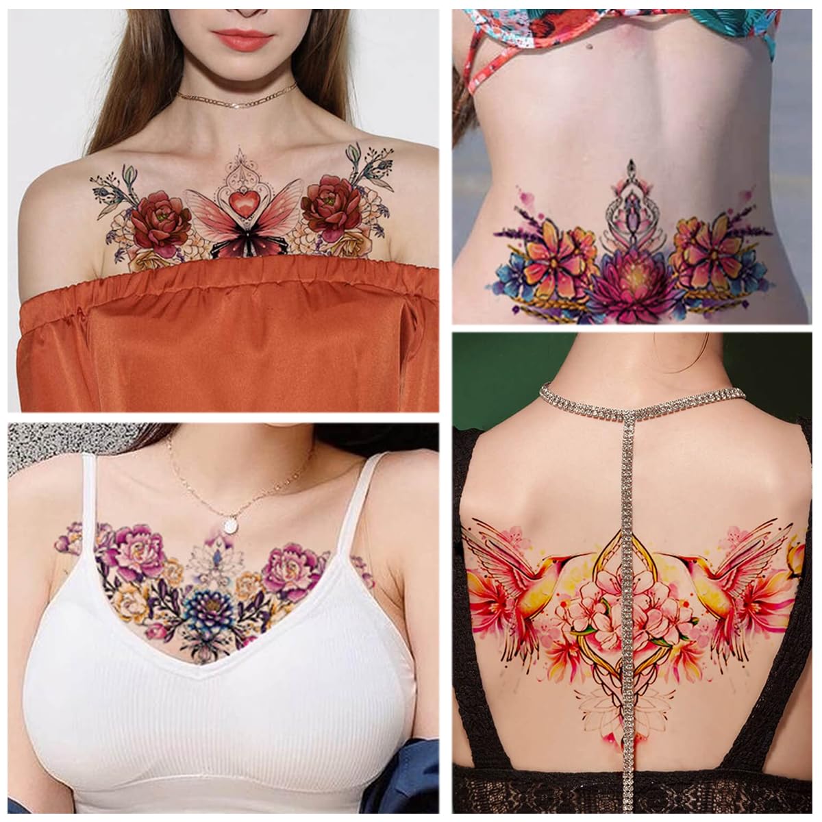 MAYCREATE Temporary Tattoo Stickers for Women with 10 Sheets 13.8x24cm Waterproof Designs