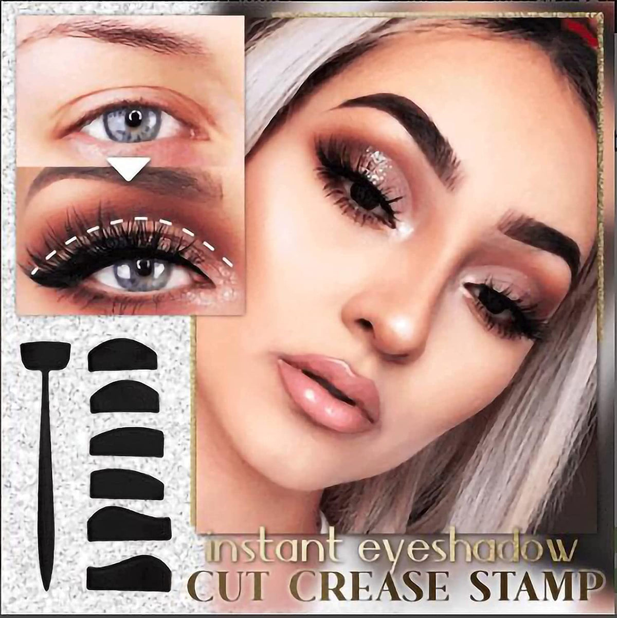 MAYCREATE Eyeshadow Crease Line Kit for Beginners with 6 in 1 Silicone Shapes | Reusable Eye Makeup Tool