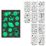 MAYCREATE Kids Tattoo Stickers for Birthday Parties featuring 10 Sheets 110x75mm Night Glow Designs