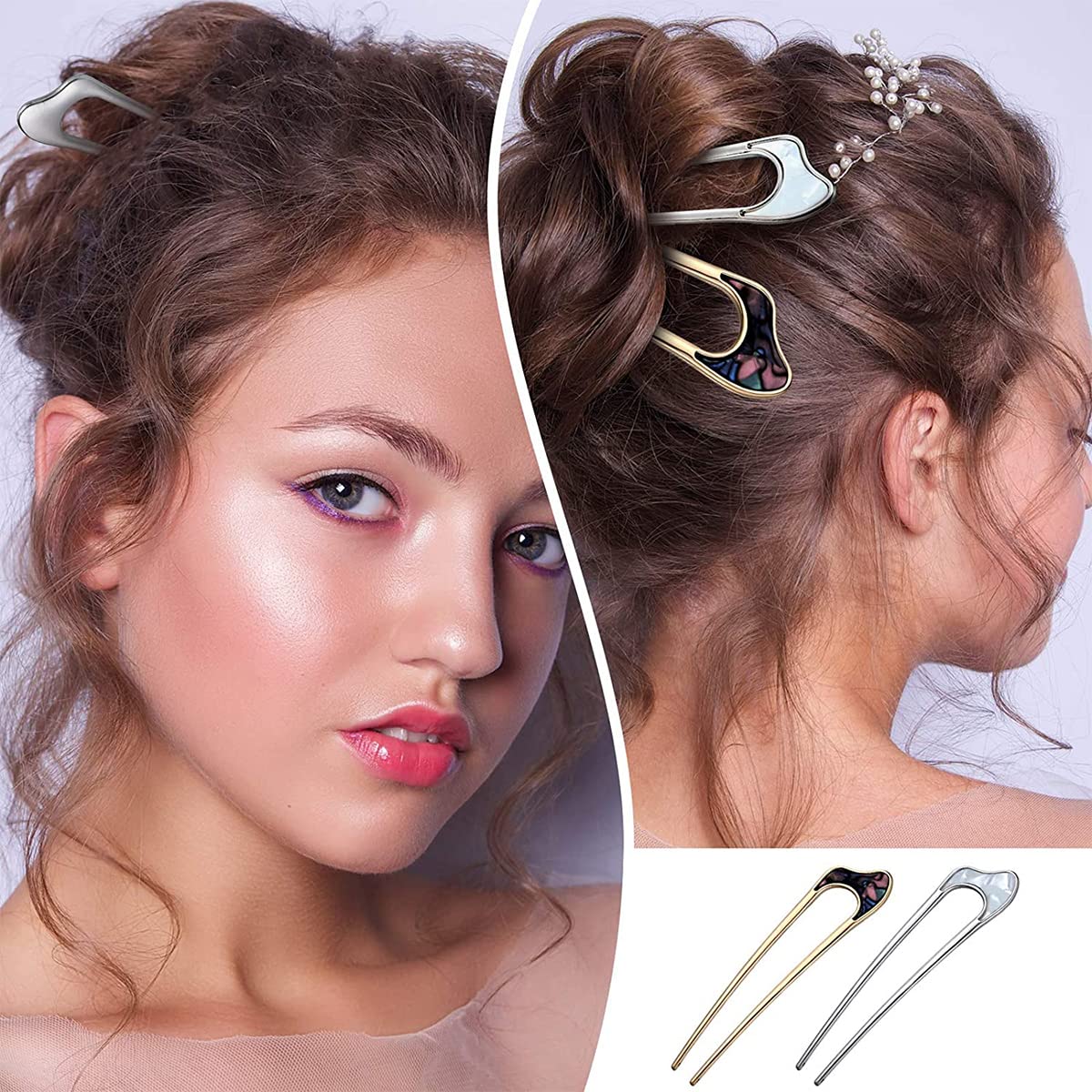 MAYCREATE Magic Grip Hair Pins for Buns with 12pcs 10.5cm U Shaped Metal Design | Women Accessories