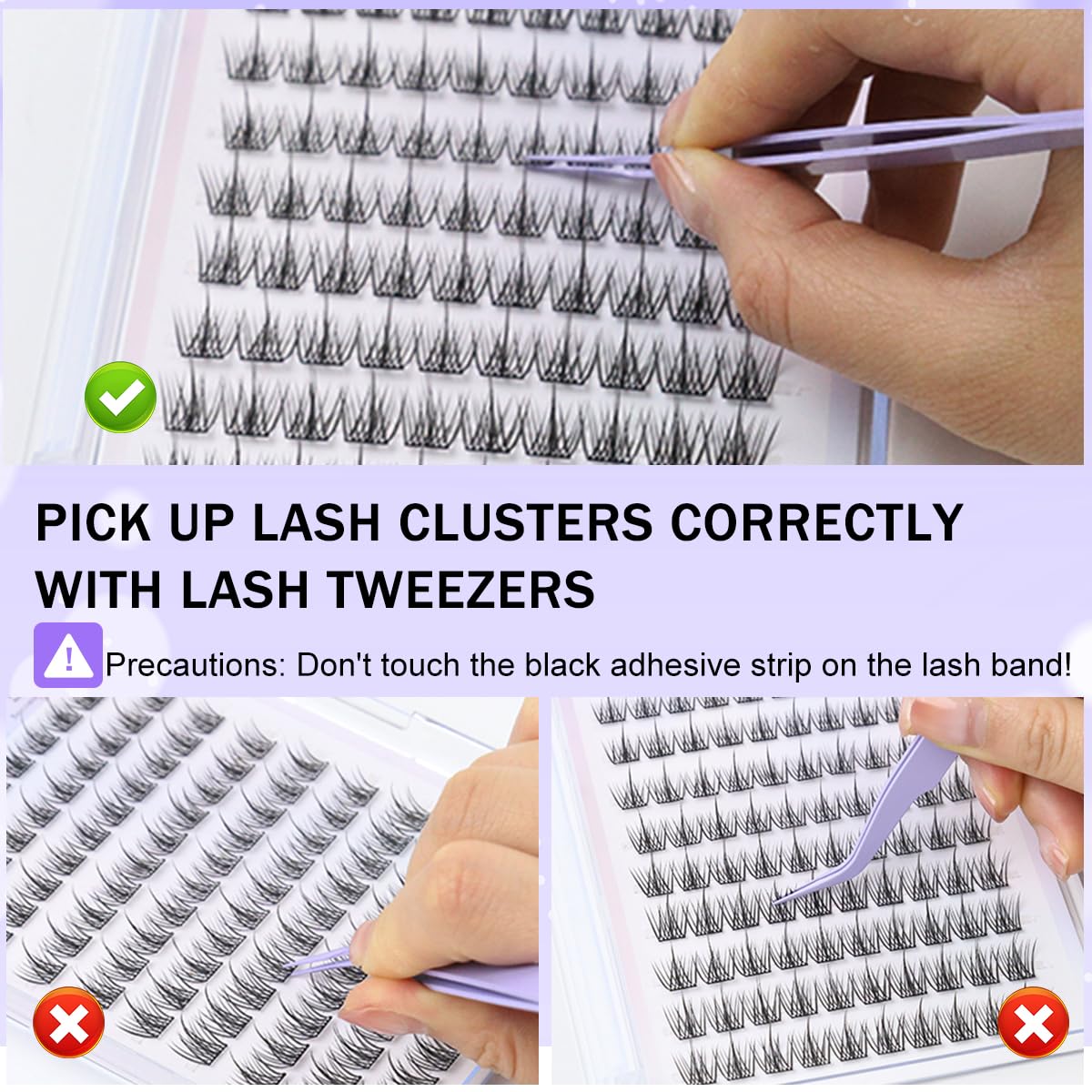 MAYCREATE Self Adhesive Eyelash Clusters 120 pcs for Easy Lash Styling with Tweezer 11–13 mm