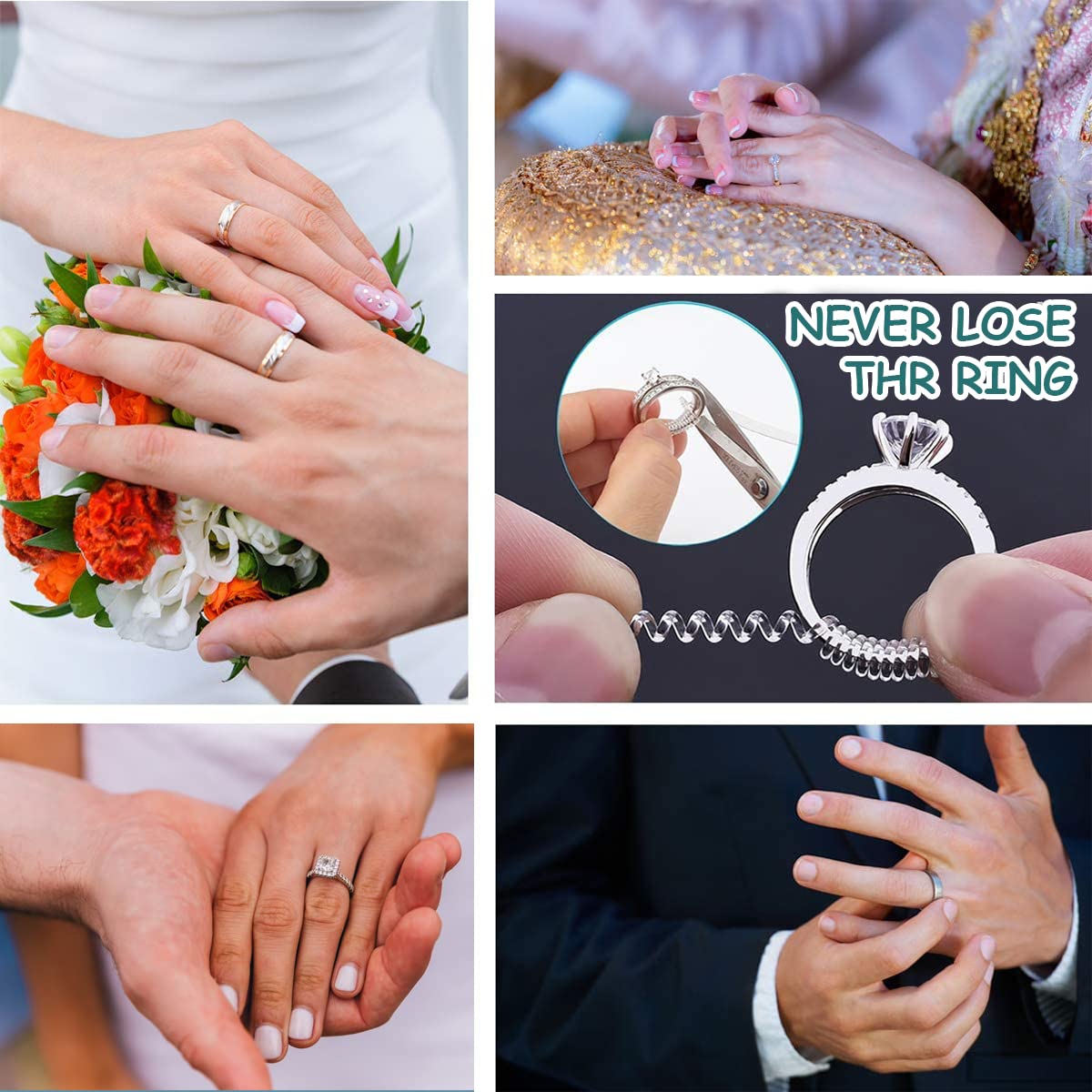 MAYCREATE Ring Size Adjuster for Loose Rings, Spiral Ring Adjuster Invisible Ring Resizer, Reducer Guard to Make Rings Smaller, Self Adhesive Ring Clips, Spacers, Tightener for Men Woman Rings