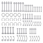 MAYCREATE Piercing Jewelry Set for Lip Nose Belly & Eyebrow with 85 pcs Stainless Steel | Unisex Body Art Collection