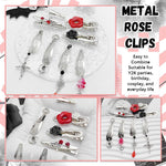 MAYCREATE Hair Clips for Women featuring 8 Metallic Flower Charms | Y2K Korean Style Barrettes