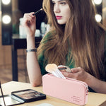 MAYCREATE Makeup Brush Holder for Travel with Zippered Silicone Pouch 8.9x4 in | Pink