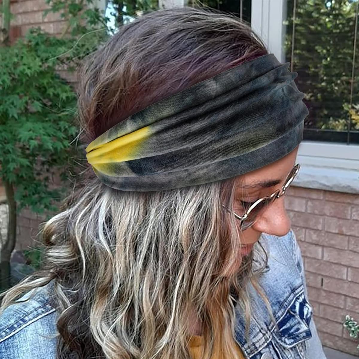 MAYCREATE 4 Pack Wide Headband for Women, Stretchy Knotted Head Bands for Women, Polyester Tie-dye Print Hairband for Women Ladies, Stylish Hair Bands Yoga Sweatband Sports Head Wraps