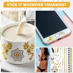 MAYCREATE 12 Sheets Tattoo Sticker Creative Element Temporary Tattoos Stickers Golden Tatto Stickers Assorted Henna Art Tattoo Sticker for Body Art Tattoos Art Waterproof Temporary