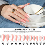 MAYCREATE 12 Colors Press on Nails Almond, Press on Nails Glossy Stiletto Oval Colored Fake Nail Tips Full Cover Artificial Fingernails (Not include Glue)
