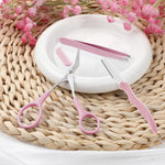 MAYCREATE Eyebrow Trimmer Kit 6PCS for Shaping and Grooming with Stainless Steel Tools & Pink PU Case