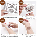MAYCREATE Tattoo Sticker for Women and Girls with 18 Sheets Waterproof Brown Henna Designs | Mandala and Lotus Body Art