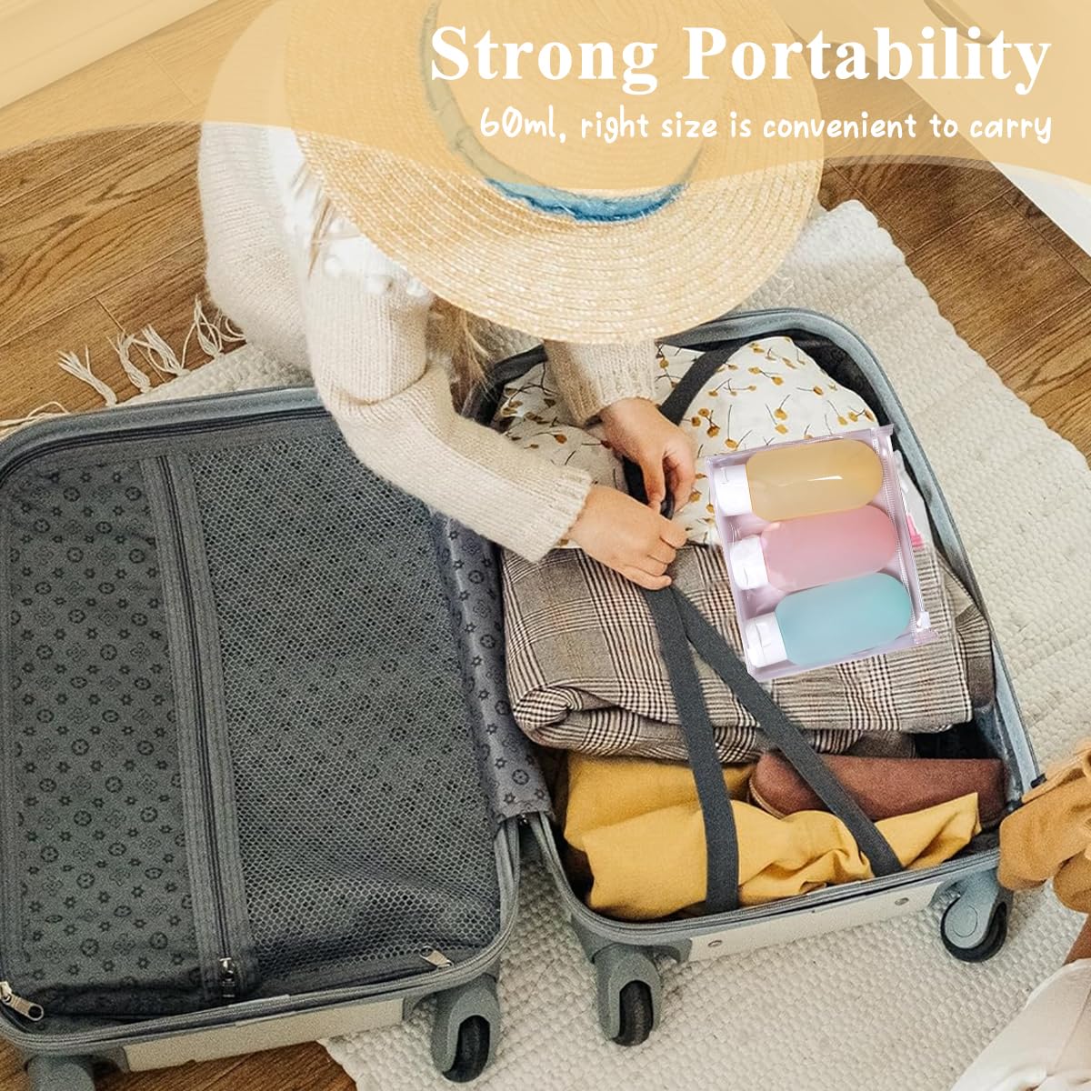 MAYCREATE Travel Bottles for Toiletries Set 3pcs 60ml with Leakproof Flip Caps | BPA-Free Refillable Containers