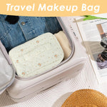 MAYCREATE Makeup Bag for Travel and Everyday Use with 25x15x16cm Capacity | Soft Cotton Floral Organizer