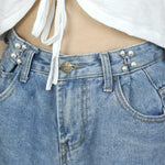 MAYCREATE 4Pcs Adjustable Waist Buckle for Loose Jeans Pants,Pearl Detachable Instant Jeans Button Pins Waist Tightener Set,Make the Waist Fit for Skirt Pants Robe,No Sewing Required