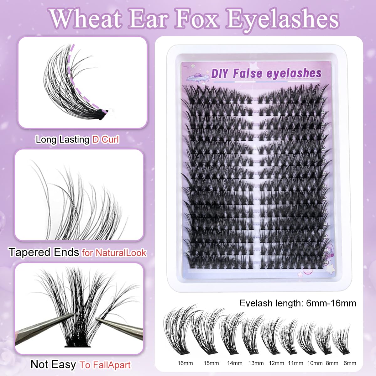 MAYCREATE Lash Clusters for DIY Lash Extensions featuring 404 pcs Mixed Types and 70 Spike Fan | Wispy Natural Look