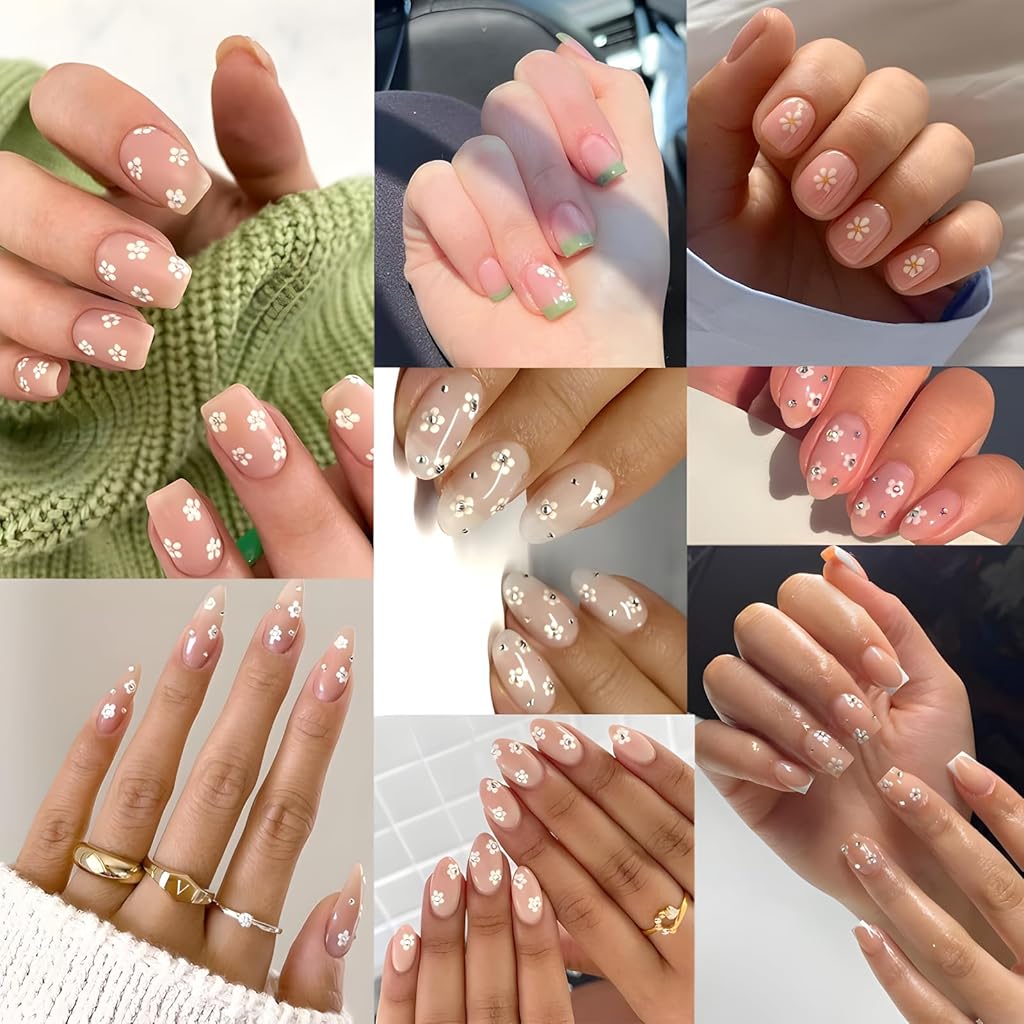 MAYCREATE® 30 Sheet Mini Flower Nail Decal Stickers Self-Adhesive Nail Art Decal Stickers Decorative Nail Decals Little White Flower French Nail Decals Craft Charm Stickers