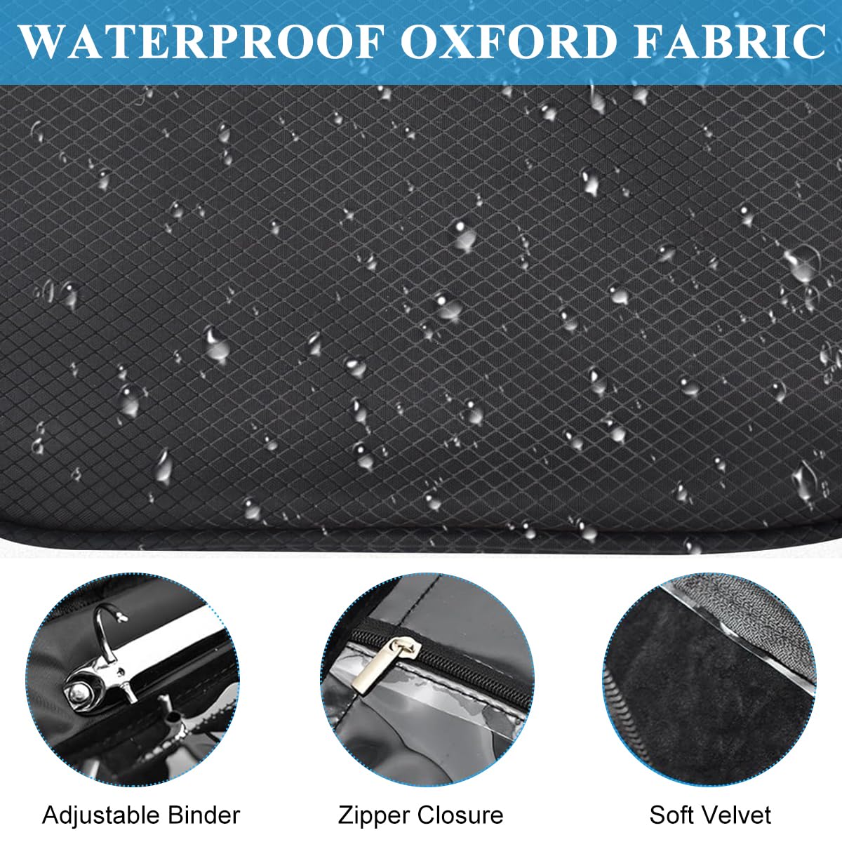 MAYCREATE Jewellery Organiser Box for Home and Travel with 36 Zipper Pockets Featuring Removable Double Sided PVC Bags and Black Oxford Cloth