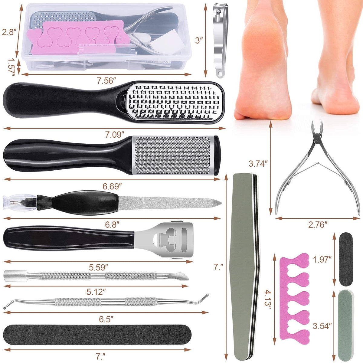 HASTHIP® Pedicure Kit for Women For Foot 20 in 1 Manicure Foot File, Callus Removal For Feet Stainless Steel Foot Care for Women Men Home Foot Spa Kit