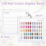 MAYCREATE Nail Color Chart Display Book with 120 False Nail Tips for Salon and Home Use | Hard Cover Organizer for Gel and Acrylic Swatches