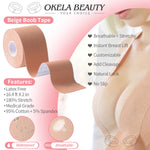 MAYCREATE Boob Tape for Push Up and Lift with 5cm×5m Free Cut Roll featuring 4PCS Silicone Nipple Covers | Invisible Waterproof Support for Women