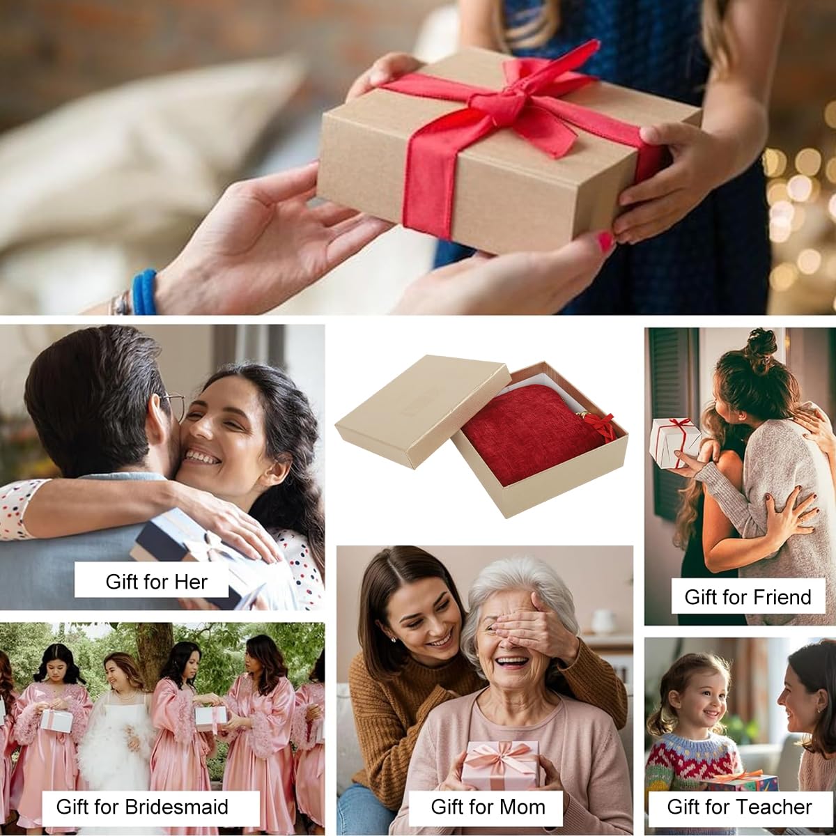 MAYCREATE Jewelry Storage Pouch for Travel with Tassel Zipper 13x11.5cm | Red Organizer