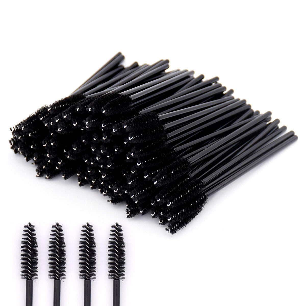 MAYCREATE 50 Pcs Eyelash Brushes Mascara Wands Black Eye Lash Brush Spoolies for Eyelash Extension, Eyebrow Applicator and Makeup